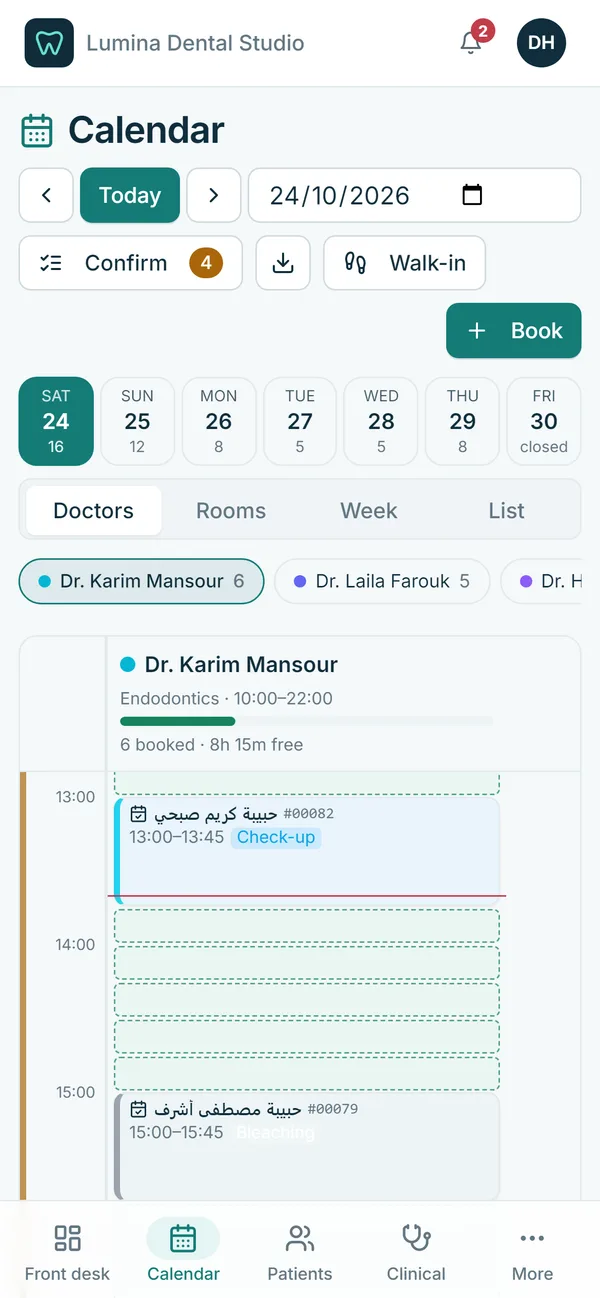 An appointment book for dentists
